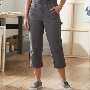 Lee Workwear Womens Gray Carpenter Capri Pants Herringbone Utility Cropped 18W